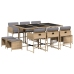 Set comedor de jardín 11 pzas con cojines ratán sintético beige