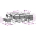 Set comedor de jardín con cojines 13 pzas ratán sintético negro