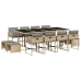 Set comedor de jardín con cojines 13 pzas ratán sintético beige