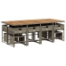 Set comedor de jardín con cojines 13 pzas ratán sintético gris