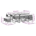 Set comedor de jardín con cojines 13 pzas ratán sintético gris