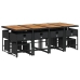 Set comedor de jardín con cojines 13 pzas ratán sintético negro