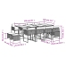 Set comedor de jardín con cojines 13 pzas ratán sintético negro