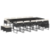 Set comedor de jardín con cojines 15 pzas ratán sintético negro