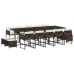 Set comedor de jardín y cojines 15 pzas ratán sintético marrón
