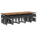 Set comedor de jardín con cojines 15 pzas ratán sintético negro