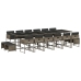 Set comedor de jardín 17 pzas y cojines ratán sintético gris
