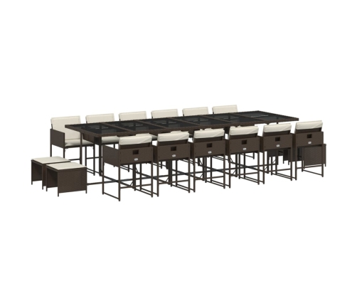 Set de muebles jardín 17 pzas y cojines ratán sintético marrón