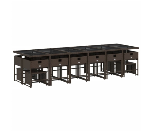 Set de muebles jardín 17 pzas y cojines ratán sintético marrón