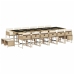 Set comedor de jardín 17 pzas con cojines ratán sintético beige