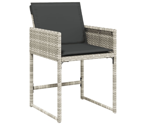 Set comedor jardín y cojines 17 pzas ratán sintético gris claro