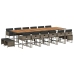 Set comedor de jardín 17 pzas y cojines ratán sintético gris