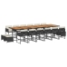 Set de muebles jardín 17 pzas con cojines ratán sintético negro