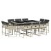 Set de comedor de jardín 11 pzas y cojines ratán sintético gris