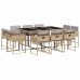 Set comedor de jardín 11 pzas con cojines ratán sintético beige