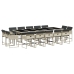 Set comedor jardín y cojines 15 pzas ratán sintético gris claro