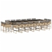 Set comedor de jardín 17 pzas con cojines ratán sintético beige