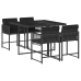 Set de muebles jardín 5 pzas con cojines ratán sintético negro