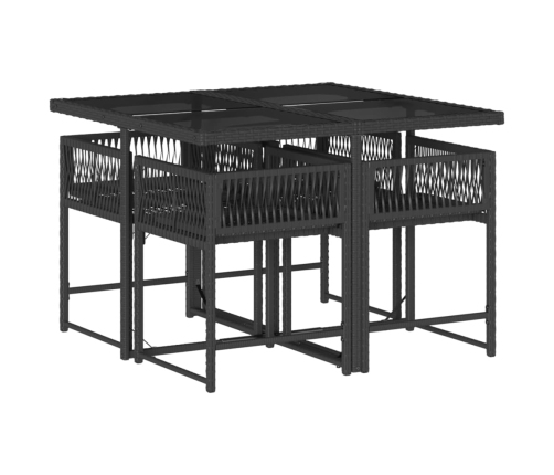Set de muebles jardín 5 pzas con cojines ratán sintético negro