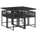 Set de muebles jardín 5 pzas con cojines ratán sintético negro