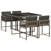 Set comedor de jardín 5 piezas con cojines ratán sintético gris