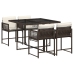 Set comedor de jardín 5 piezas y cojines ratán sintético marrón
