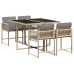 Set comedor de jardín 5 pzas con cojines ratán sintético beige