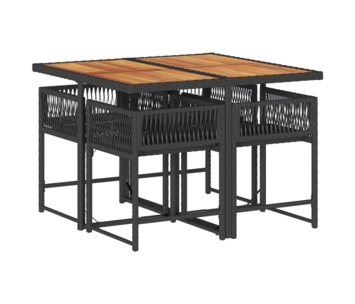 Set de muebles jardín 5 pzas con cojines ratán sintético negro