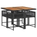 Set de muebles jardín 5 pzas con cojines ratán sintético negro
