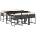 Set de comedor de jardín 7 pzas y cojines ratán sintético negro