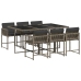 Set comedor jardín 7 pzas y cojines ratán sintético gris