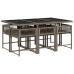 Set comedor jardín 7 pzas y cojines ratán sintético gris