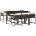 Set comedor de jardín 7 pzas con cojines ratán sintético marrón