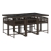 Set comedor de jardín 7 pzas con cojines ratán sintético marrón