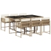 Set comedor de jardín 7 pzas con cojines ratán sintético beige