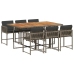 Set comedor jardín 7 pzas y cojines ratán sintético gris