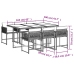 Set comedor jardín 7 pzas y cojines ratán sintético gris