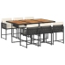 Set de comedor de jardín 7 pzas y cojines ratán sintético negro
