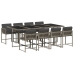 Set comedor jardín 9 pzas y cojines ratán sintético gris