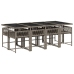 Set comedor jardín 9 pzas y cojines ratán sintético gris