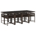 Set comedor para jardín 9 pzas y cojines ratán sintético marrón