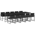 Set de comedor jardín 11 pzas con cojines ratán sintético negro