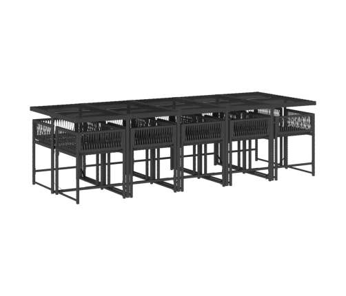 Set de comedor jardín 11 pzas con cojines ratán sintético negro