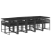 Set de comedor jardín 11 pzas con cojines ratán sintético negro