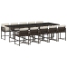 Set comedor de jardín 11 pzas y cojines ratán sintético marrón