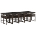 Set comedor de jardín 11 pzas y cojines ratán sintético marrón