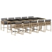 Set comedor de jardín 11 pzas con cojines ratán sintético beige
