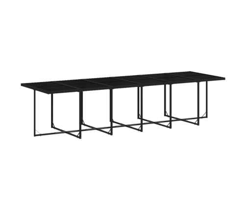 Set comedor de jardín con cojines 13 pzas ratán sintético negro