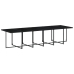 Set comedor de jardín con cojines 13 pzas ratán sintético negro