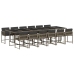 Set comedor de jardín con cojines 13 pzas ratán sintético gris